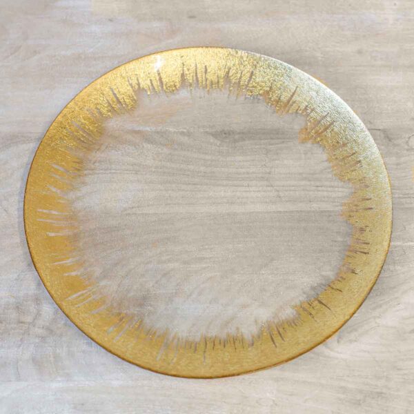 The Royal Standard - Naples Glass Platter   Clear/Gold   14.25x1x14.25
