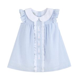 Lil Cactus - Light Blue Easter Bunny Ruffle Yoke Dress
