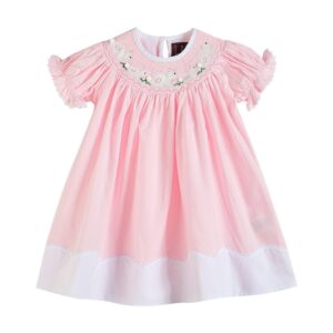 Lil Cactus - Light Pink Easter Bunny Smocked Bishop Dress