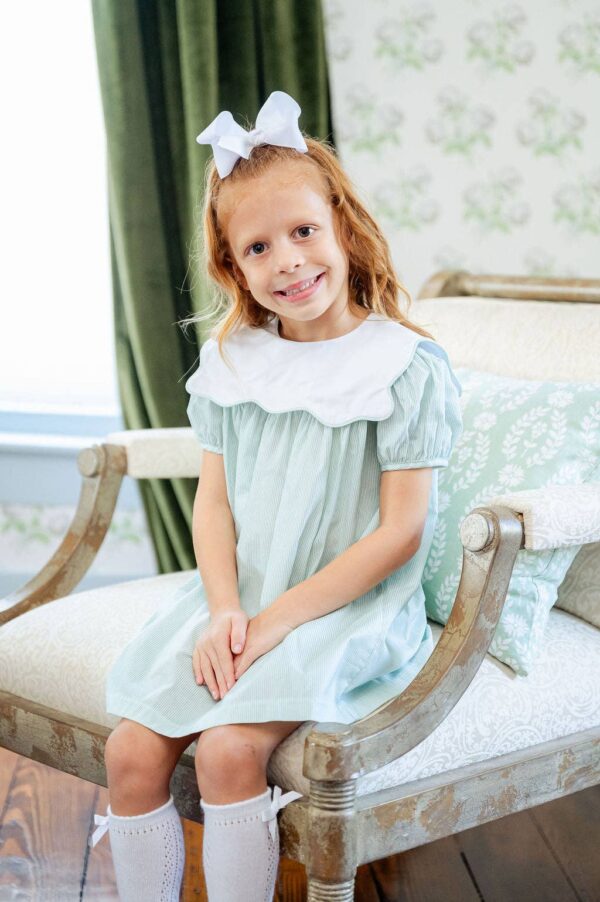Ruth and Ralph - Scalloped Green Bib Dress