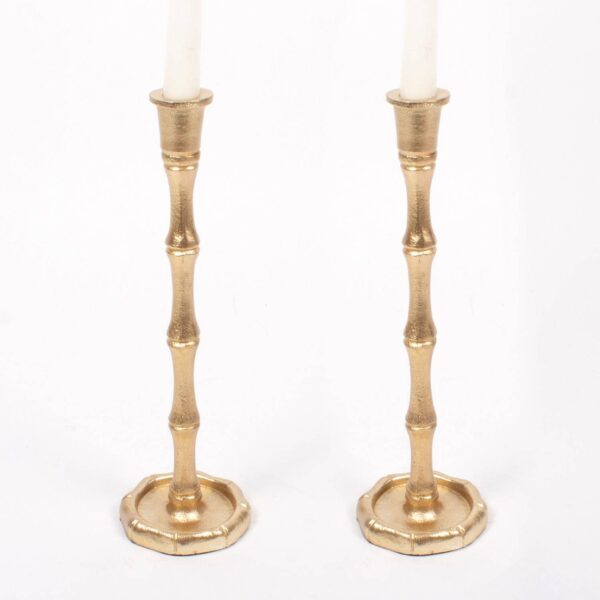 8 Oak Lane - Gold Bamboo Candlestick Set - Large