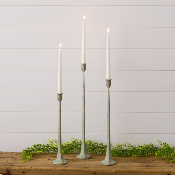 Audrey's - Hand Forged Metal Candle Holders, Verde Green Patina