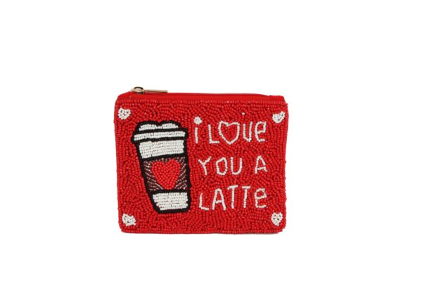 Nima Accessories Inc - Ladies Fully Beaded LOVE A LATTE THEME Coin Purse