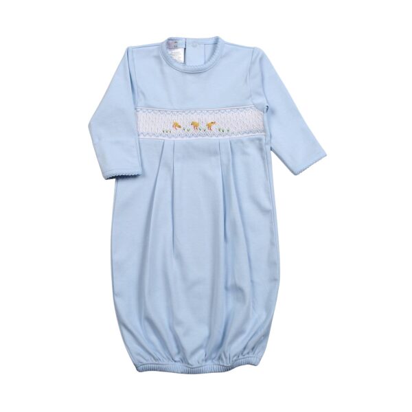 Hug Me First - Blue little chicks Hand Smocked Gown