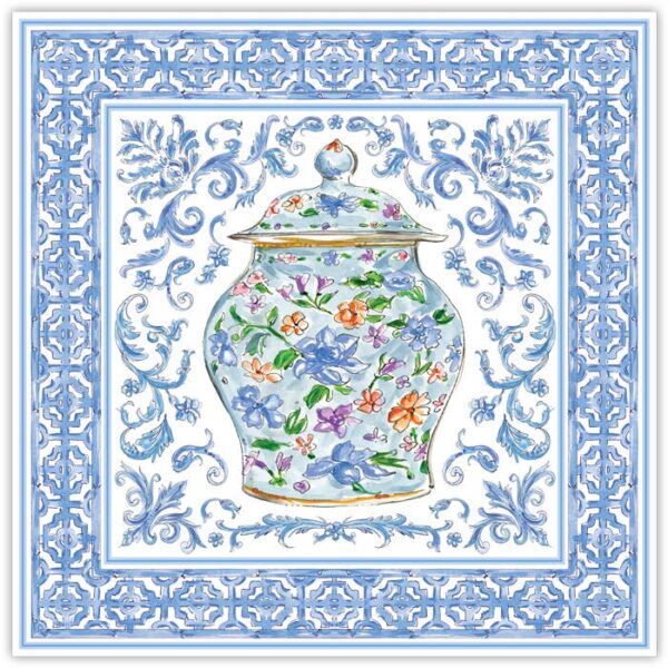 RosanneBeck Collections - Handpainted Blue Chinoiserie Urn Square Placemat