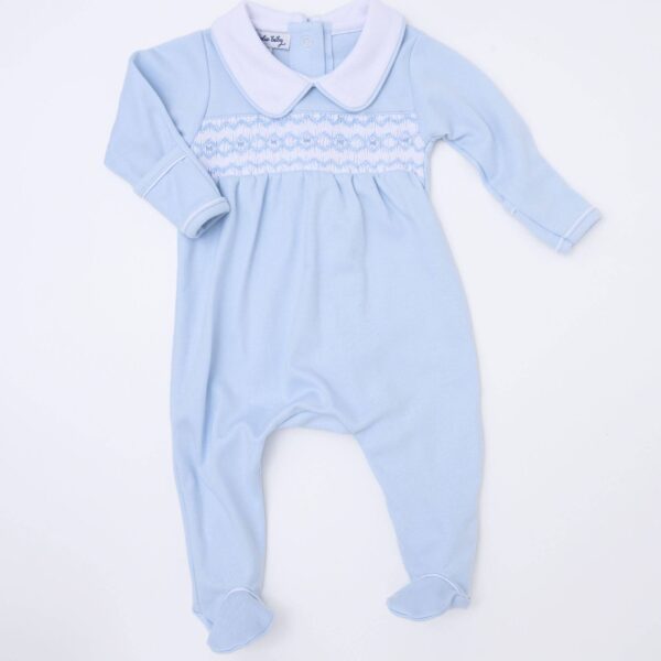 Magnolia Baby - Hudson Smocked Footie - Light Blue