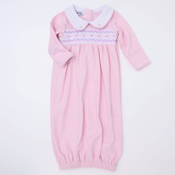 Magnolia Baby - Hazel Smocked Gathered Gown - Pink