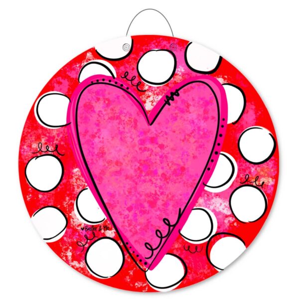 Baxter & Me - Polka Dot Pink Heart Door Hanger