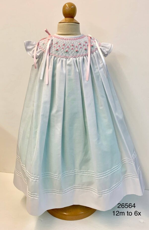 Will'beth - 36564 White Mint Smocked Dress