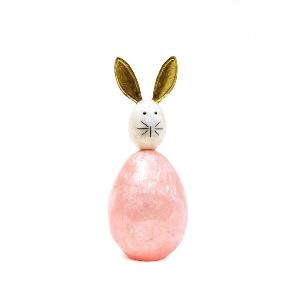 Dekorasyon Gifts  Decor - Capiz Tabletop Bunny w/Gold Ears (White/Pink)