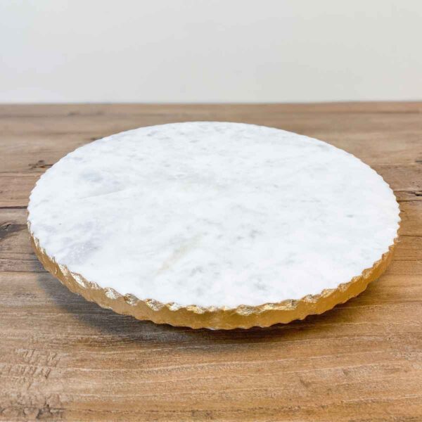 The Royal Standard - Strasbourg Marble Lazy Susan   White/Gold    14x1.5x14