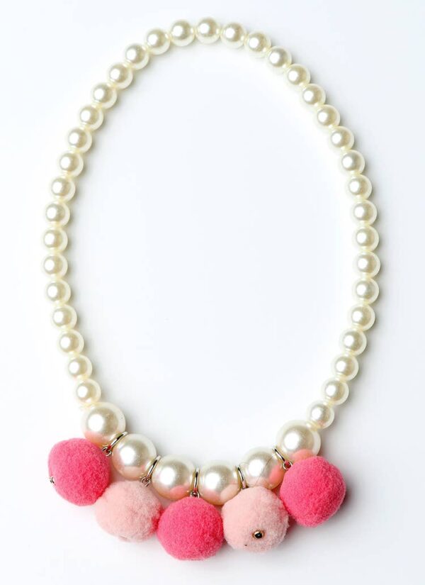 Sparkle Sisters by Couture Clips - Pink/Hot Pink Pom Pom Necklace