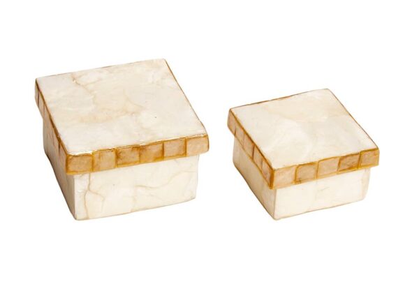 Dekorasyon Gifts  Decor - Capiz Square Nesting Boxes Mosaic Small