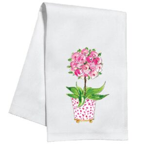 RosanneBeck Collections - Handpainted Pink Roses in Cashe Pot Kitchen Towel