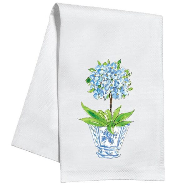 RosanneBeck Collections - Handpainted Blue Primrose in Cashe Pot  Kitchen Towel