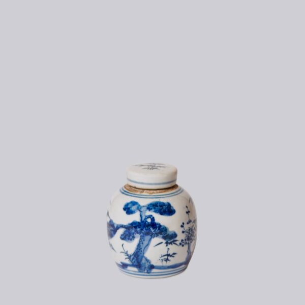 Cobalt Guild - Blue and White Porcelain Mini Three Friends Round Jar