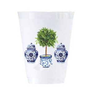 WH Hostess Social Stationery - In Stock Chinoiserie Topiary Shatterproof Cups